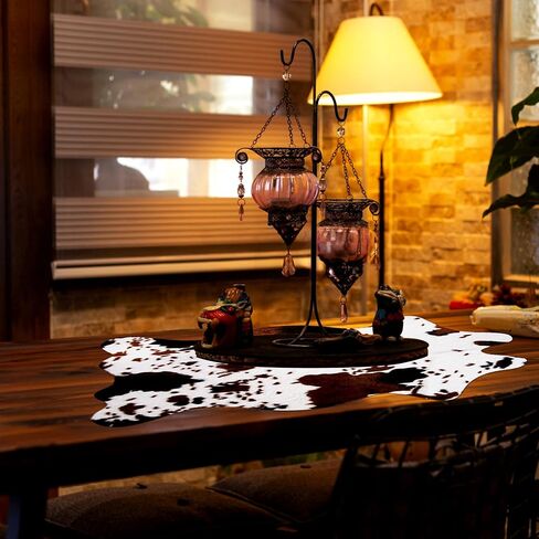 2 Pack Mini Faux Cowhide Rug, Mini Rustic Cowhide Rug Cute Rural Western Animal Pattern Decorative Rugs for Table Mat Decoration, Cowboy Parties, 19.6" W x 23.6" L in Saudi Arabia