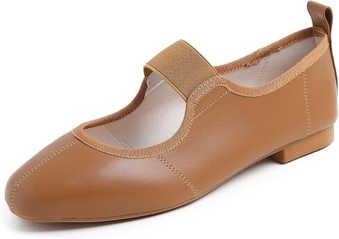 وسادة FEVERSOLE النسائية مبطنة ومريحة عند أصابع القدم مربعة ناعمة من Mary Jane مع حزام مطاطي سهل الانزلاق على أحذية العمل والمكتب in Kuwait