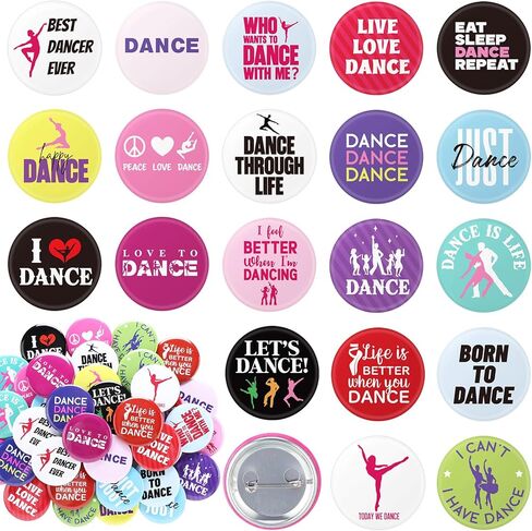 80 Pcs 1.5 Inches Dance Pins Dance Gift Include Tap Ballet Jazz Pin Back Button Bulk Badge for Party Favors in Saudi Arabia