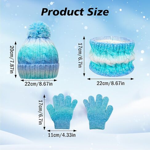 Winter Beanie Hat Scarf Gloves Set for Boys Girls, Kids Toddlers Knitting Neck Warm Hat Cap Scarf Gloves Age 2-10 in Saudi Arabia