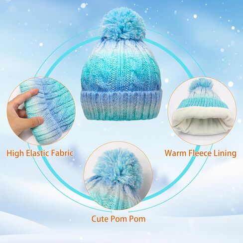 Winter Beanie Hat Scarf Gloves Set for Boys Girls, Kids Toddlers Knitting Neck Warm Hat Cap Scarf Gloves Age 2-10 in Saudi Arabia
