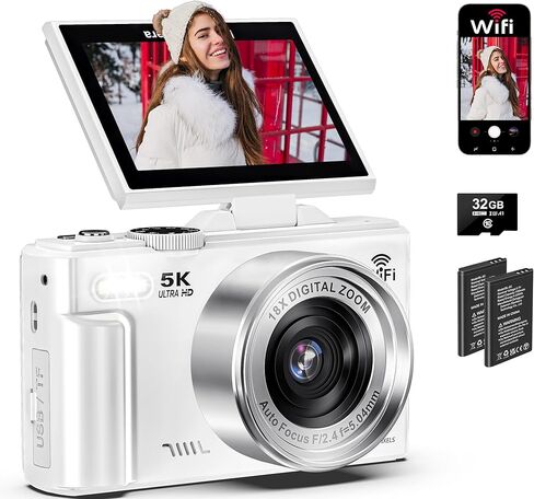 4K Digital Camera - 44MP UHD Autofcus Cameras Small Digital Cameras مع ZOOM الرقمية 2.4 '' Screen 16x - كاميرا مضغوطة مع بطاريتين بطاقة SD 32 جيجابايت للمراهقين in Kuwait