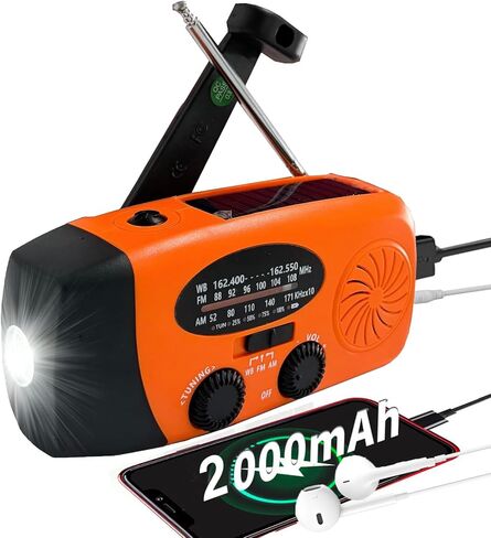 راديو طوارئ طوارئ ، 2000mAh Radio Solar Hand Crank Radio ، أجهزة راديو بطارية محمولة AM/FM NOAA مع شاحن للهاتف الخلوي ، مصباح LED ، إنذار SOS للتخييم ، حالات الطوارئ in Saudi Arabia