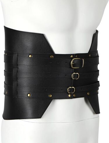Retro Belt Medieval PU Leather Armor Adjustable Wide Studded Waist Belt For Halloween Cosplay Costume Accessory in Saudi Arabia