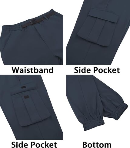 Mens Cargo Jogger Pants with Adjustable Buckle Belt Lightweight Loose Tapered Fit Utility Multi-Pocket in Saudi Arabia