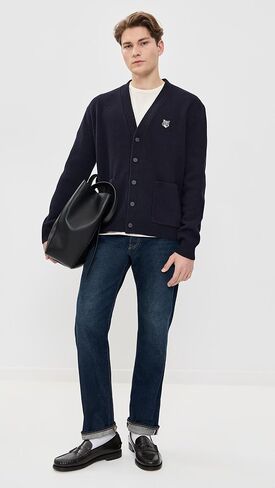 Maison Kitsuné Men's Fox Head Milano Lambswool Cardigan in Saudi Arabia
