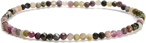 JM Design Multi-color Tourmaline Faceted Round Beads Beaded Bracelet Size 3mm 7.5'' Length in Saudi Arabia