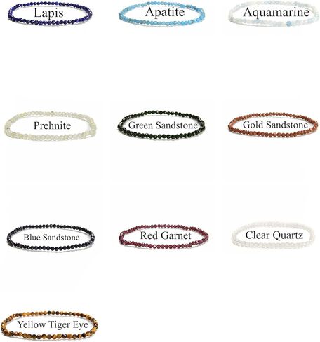 JM Design Multi-color Tourmaline Faceted Round Beads Beaded Bracelet Size 3mm 7.5'' Length in Saudi Arabia
