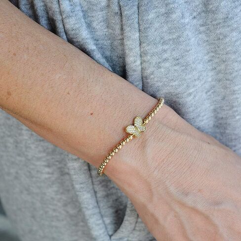 Anela 14kt Gold Filled Butterfly Bracelet, Stretch and Stackable, Hand Made in USA in Saudi Arabia