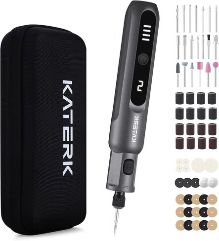 Katerk Cordless Rotary Tool Kit, 7.2V Aluminum Alloy Engraving Pen, Low Noise & 5 Speeds (10000-28000 RPM), Mini Rotary Tool with LED Indicator and 42 Accessories for Sanding, Polishing, Engraving in Kuwait