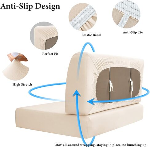 أغطية وسائد Gollense RV Dinette، أغطية وسائد قابلة للتمدد مقاومة للماء، مجموعة غطاء مقعد بديل مقطعي لأريكة مقطورة السفر - 2 غطاء مسند ظهر و2 غطاء مقعد (بيج) in Kuwait