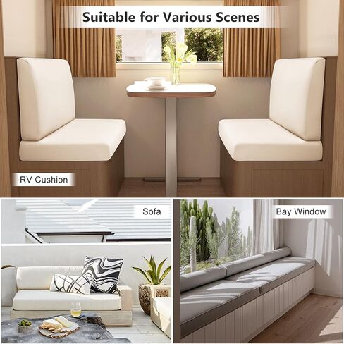 أغطية وسائد Gollense RV Dinette، أغطية وسائد قابلة للتمدد مقاومة للماء، مجموعة غطاء مقعد بديل مقطعي لأريكة مقطورة السفر - 2 غطاء مسند ظهر و2 غطاء مقعد (بيج) in Kuwait