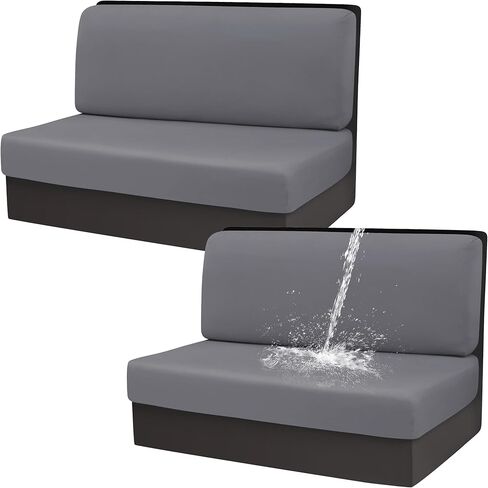 أغطية وسائد Gollense RV Dinette، أغطية وسائد قابلة للتمدد مقاومة للماء، مجموعة غطاء مقعد بديل مقطعي لأريكة مقطورة السفر - 2 غطاء مسند ظهر و2 غطاء مقعد (بيج) in Kuwait