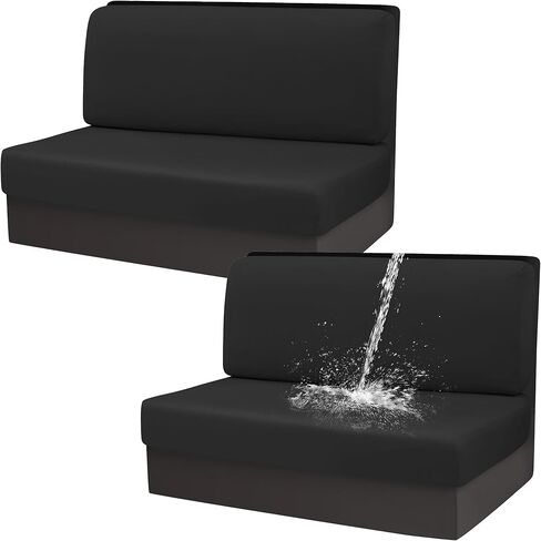 أغطية وسائد Gollense RV Dinette، أغطية وسائد قابلة للتمدد مقاومة للماء، مجموعة غطاء مقعد بديل مقطعي لأريكة مقطورة السفر - 2 غطاء مسند ظهر و2 غطاء مقعد (بيج) in Kuwait