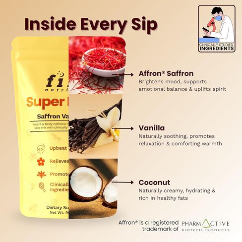 Super Happy – Mood & Emotional Wellness | Clinically Studied Saffron Superfood Latte Powder | Clean, Effective, Made in California in Saudi Arabia