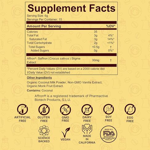 Super Happy – Mood & Emotional Wellness | Clinically Studied Saffron Superfood Latte Powder | Clean, Effective, Made in California in Saudi Arabia