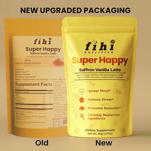 Super Happy – Mood & Emotional Wellness | Clinically Studied Saffron Superfood Latte Powder | Clean, Effective, Made in California in Saudi Arabia