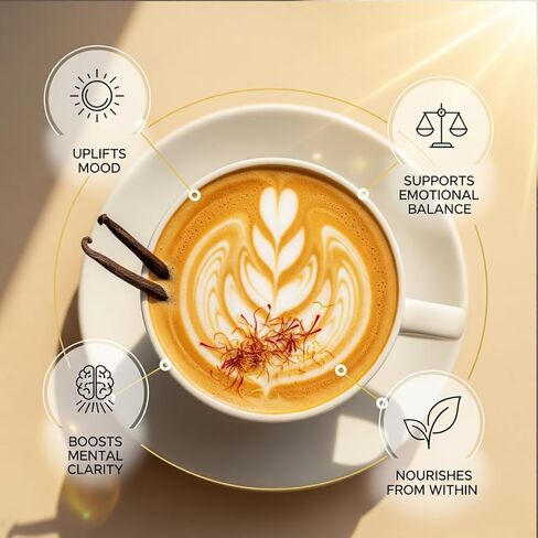 Super Happy – Mood & Emotional Wellness | Clinically Studied Saffron Superfood Latte Powder | Clean, Effective, Made in California in Saudi Arabia