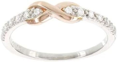 925 Sterling Silver/10K Two Tone Infinity Diamond Ring in Saudi Arabia