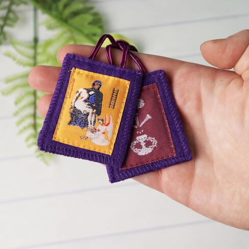 Needzo Purple Scapular of Benediction and Protection, Escapularios Catolicos, Catholic Necklace Gift, 19.25 Inches Long in Saudi Arabia