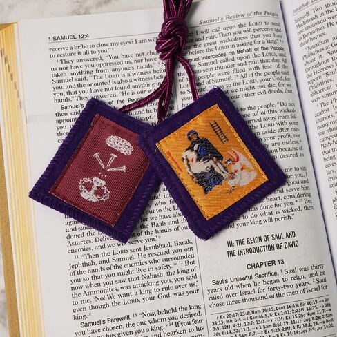 Needzo Purple Scapular of Benediction and Protection, Escapularios Catolicos, Catholic Necklace Gift, 19.25 Inches Long in Saudi Arabia