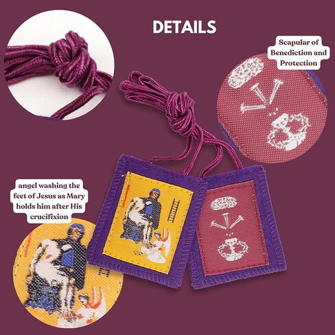 Needzo Purple Scapular of Benediction and Protection, Escapularios Catolicos, Catholic Necklace Gift, 19.25 Inches Long in Saudi Arabia