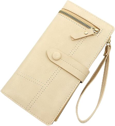 Slim Wallet for Women Men, Large Capacity Card Holder Clutch Purses Wristlet Wallets with Zipper Coin Pocket in Kuwait
