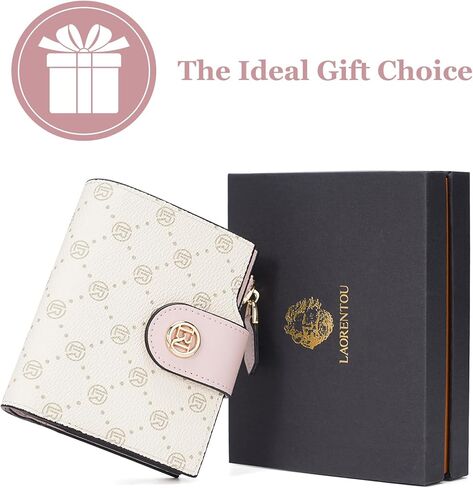LAORENTOU Small Wallet for Women Soft Leather RFID Blocking Bifold Zipper Pocket Wallet Card Case Purse with ID Window in Saudi Arabia