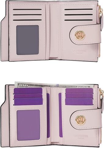 LAORENTOU Small Wallet for Women Soft Leather RFID Blocking Bifold Zipper Pocket Wallet Card Case Purse with ID Window in Saudi Arabia