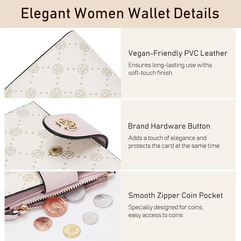 LAORENTOU Small Wallet for Women Soft Leather RFID Blocking Bifold Zipper Pocket Wallet Card Case Purse with ID Window in Saudi Arabia