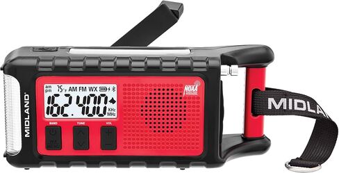 Midland - ER310, Emergency Crank Weather AM/FM Radio - Multiple Power Sources, SOS Emergency Flashlight, Ultrasonic Dog Whistle, & NOAA Weather Scan + Alert (Red/Black) in Kuwait