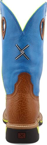 Twisted X Men's 12" Western Work Boot, Square Toe Steel Toe, Brown Oiled Shoulder & Neon Blue, 9.5 D in Saudi Arabia