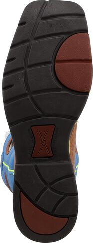 Twisted X Men's 12" Western Work Boot, Square Toe Steel Toe, Brown Oiled Shoulder & Neon Blue, 9.5 D in Saudi Arabia