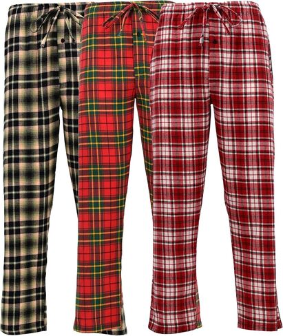 Andrew Scott Men's 3 Pack Cotton Flannel Fleece Brush Pajama Sleep & Lounge Pants,XX-Large, 3 Pack - Surprise Grab Bag Plaids in Saudi Arabia