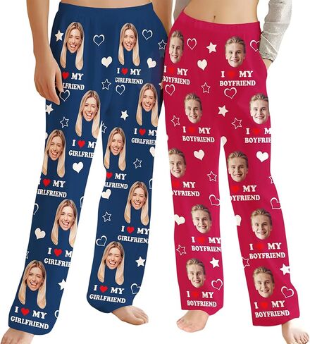 Custom Couple Pajama Pants, Personalized Photo Couples & Text Pajama Pants, Valentine Gifts, Couples Gift in Saudi Arabia