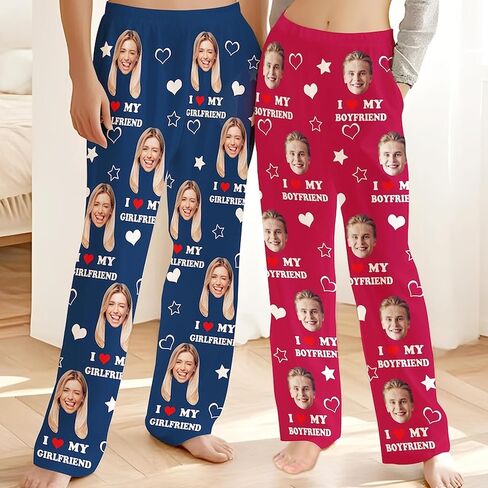Custom Couple Pajama Pants, Personalized Photo Couples & Text Pajama Pants, Valentine Gifts, Couples Gift in Saudi Arabia