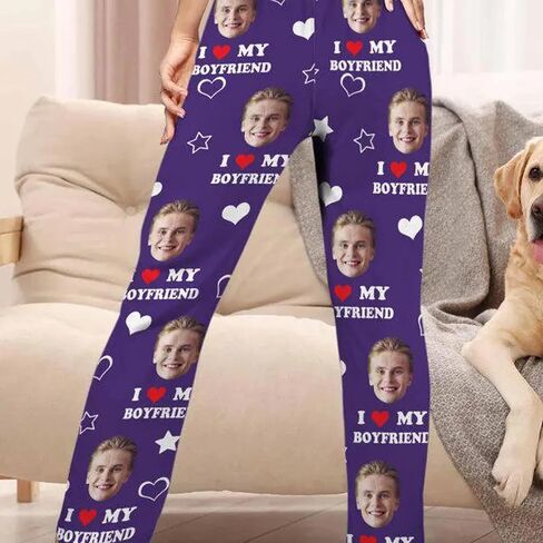 Custom Couple Pajama Pants, Personalized Photo Couples & Text Pajama Pants, Valentine Gifts, Couples Gift in Saudi Arabia