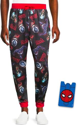Venom Pajama Pants - Bundle with Marvel Venom Sleeper Pants for Boys, Teens, Men Plus Bonus Phone Wallet | Venom PJ Pants (US, Alpha, Small, Multicolor) in Saudi Arabia