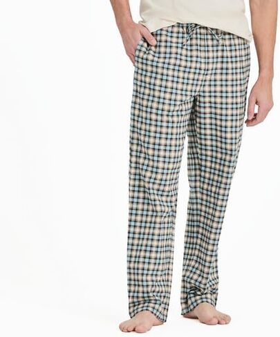 Life is Good. Men's Putty Check Plaid Classic Sleep Pant, Putty White, Medium in Saudi Arabia