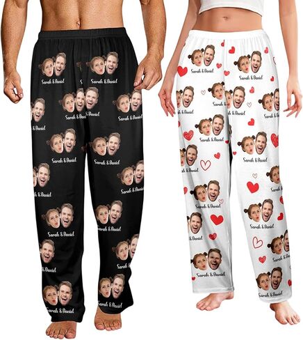 Custom Couple Pajama Pants, Personalized Photo Couples & Text Pajama Pants, Valentine Gifts, Couples Gift in Saudi Arabia