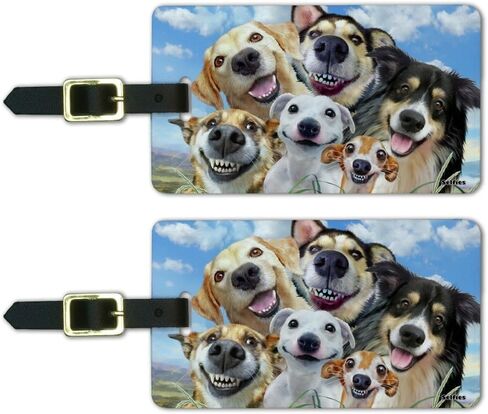 Dogs Smile Selfie Retriever Shepherd Luggage ID Tags Cards Set of 2 in Saudi Arabia