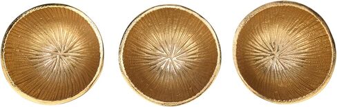 Cruiser’s Caché Set of 3 Small Metal Bowls, Handcrafted Rustic Gold Sculpted Shell Design in Saudi Arabia