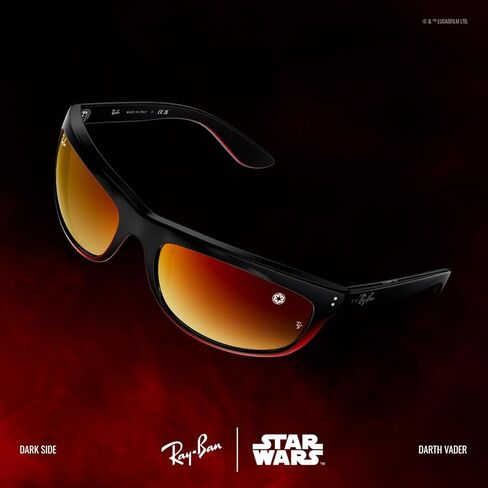 نظارات شمسية Ray-Ban x Star Wars Darth Vader RB4089 Balorama Square، أسود/رمادي أحمر عاكس، 54 مم in Kuwait