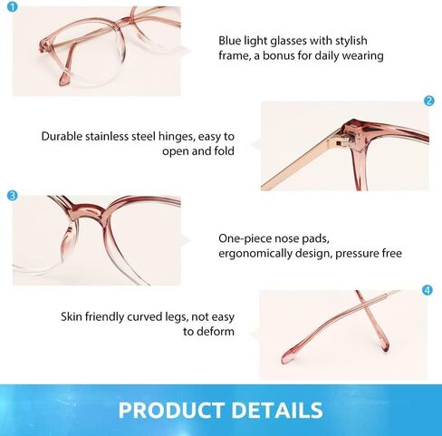 Firmoo Oversize Blue Light Blocking Glasses for Women/Men, Anti Glare Anti Eyestrain, Chic Round Computer Glasses Unisex in Saudi Arabia