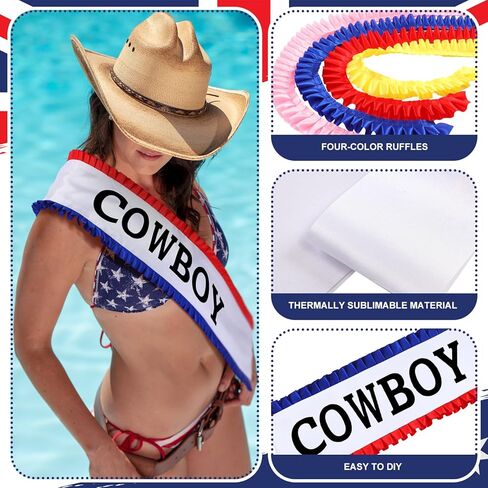 Newcotte Blank Sublimation Sash with Red White and Blue Frills 26 Letters Sublimation DIY Stain Sash Custom Personalized Outfits Decorations for Women Pageant Birthday Citizenship Gift Costume Party in Saudi Arabia