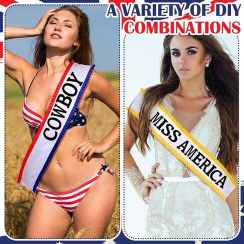 Newcotte Blank Sublimation Sash with Red White and Blue Frills 26 Letters Sublimation DIY Stain Sash Custom Personalized Outfits Decorations for Women Pageant Birthday Citizenship Gift Costume Party in Saudi Arabia