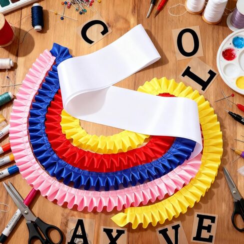 Newcotte Blank Sublimation Sash with Red White and Blue Frills 26 Letters Sublimation DIY Stain Sash Custom Personalized Outfits Decorations for Women Pageant Birthday Citizenship Gift Costume Party in Saudi Arabia