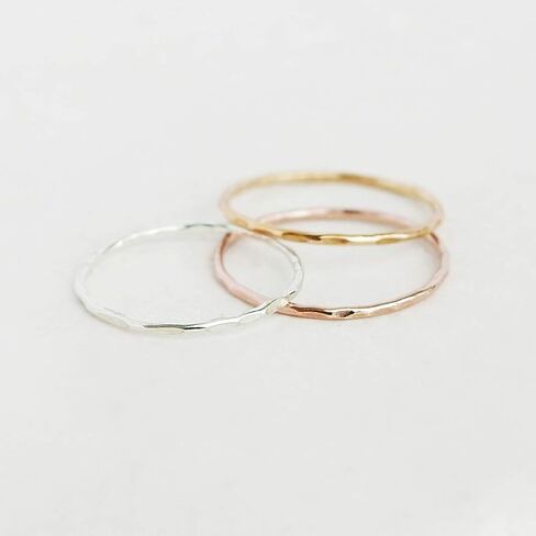 stacking ring. pebbled stacking band. rose, yellow gold filled or sterling silver. minimalist ring. slim ring. hammered textured rings. wedding band. in Kuwait