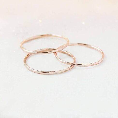 stacking ring. pebbled stacking band. rose, yellow gold filled or sterling silver. minimalist ring. slim ring. hammered textured rings. wedding band. in Kuwait