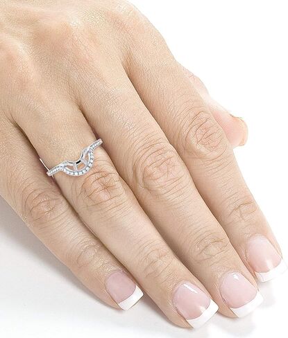 خاتم زفاف Kobelli Lab Grown Diamond ذو شكل سلة منحنى 1/4 قيراط ذهب أبيض عيار 14 قيراط (DEF/VS) in Saudi Arabia